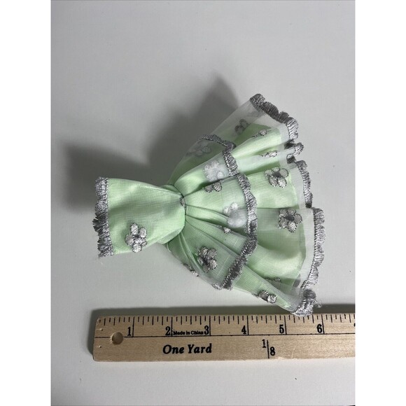 Fancy Doll Ball Dress Green With Flowers ￼ - Picture 3 of 4